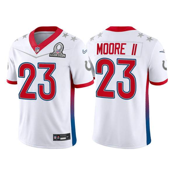Men’s Indianapolis Colts #23 Kenny Moore II 2022 White AFC Pro Bowl Stitched Jersey